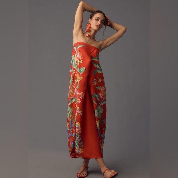 Anthropologie Strapless Pleated Column Dress Size Small - Picture 3 of 10